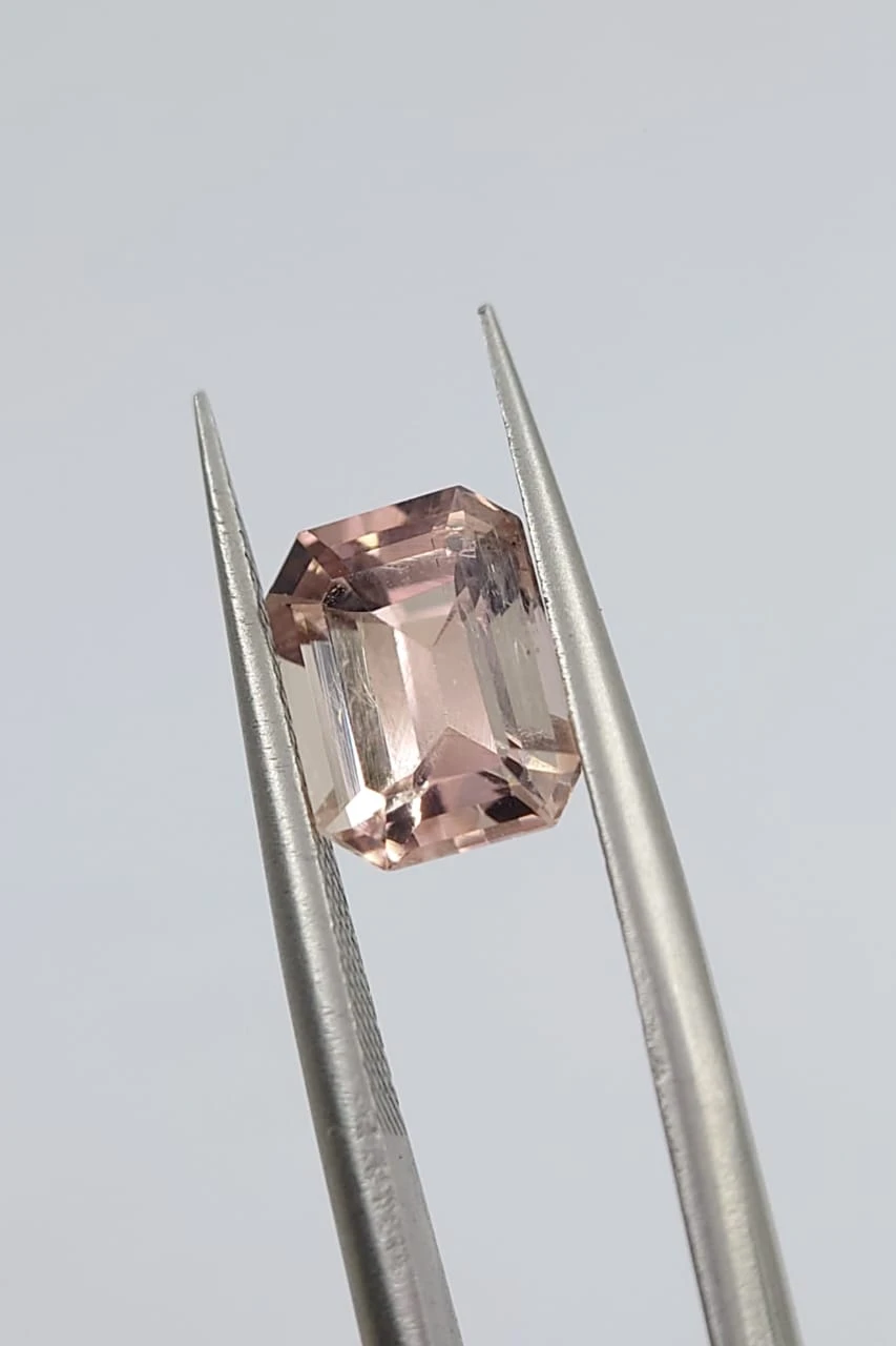 2ct Natural Peach Tourmaline Emerald Cut Loose Gemstone From Afghanistan — view 1